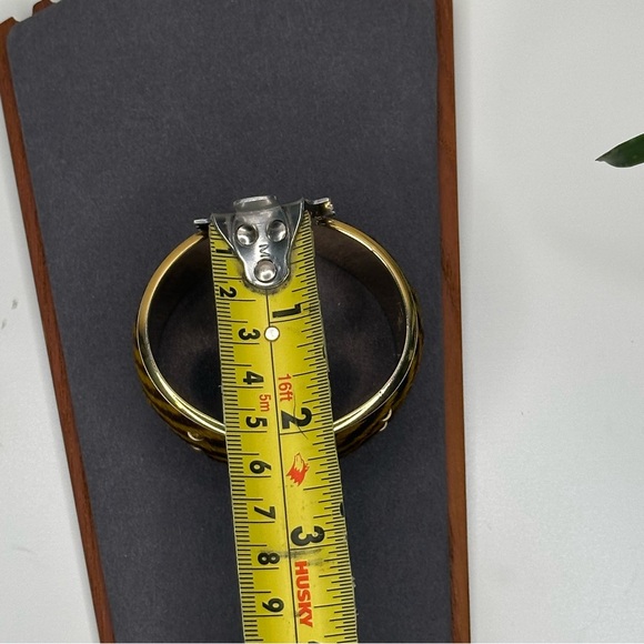 Tod’s Tiger Stripe Pony Hair Cuff Bracelet | Gold Studded Statement Bangle - Picture 8 of 10